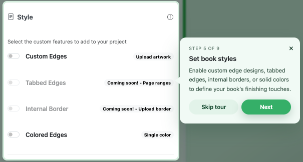 Edge style configuration panel